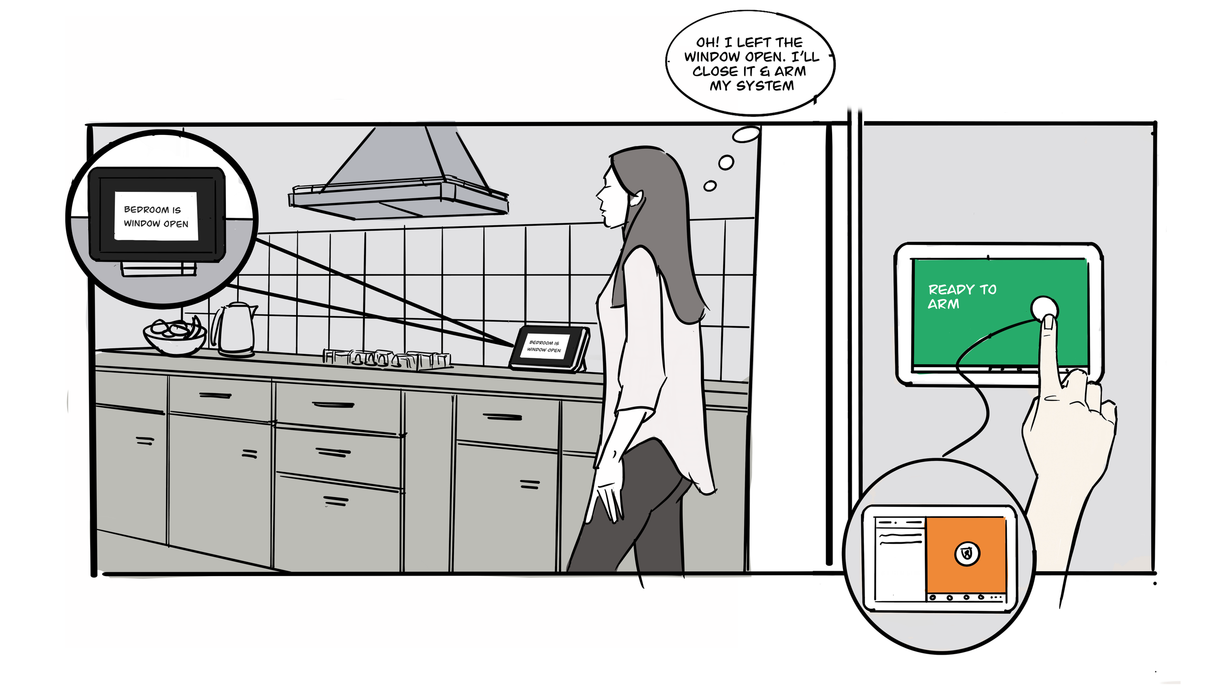 Storyboard: open window while arming